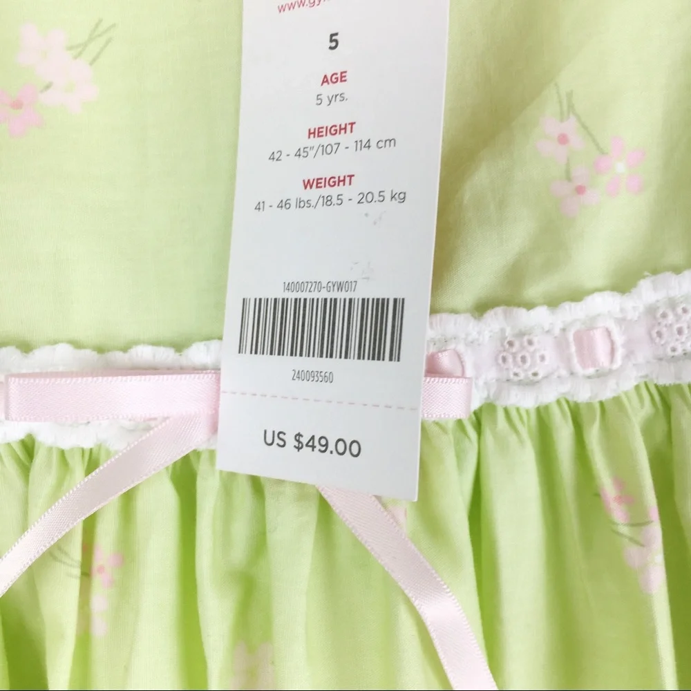NWT Girls Size 5 Gymboree Green Pink Floral Party‎ Holiday Easter Church Dress